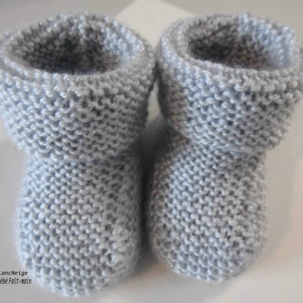 Chaussons bébé Naissance Gris Comète Calinou tricot bebe mixte tricotés tout mousse à revers mousse bb  sur COMMANDE