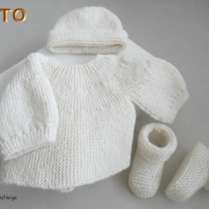 TUTORIAL tu-405 – 3 sizes on the same pdf - baby knitting pattern, Explanations of bra, hat and booties tutorial