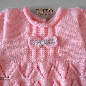 TUTO tu-146 6 months baby knitting sheet, baby knitting explanations, coat or jacket dress and baby hat handmade knit baby clothes image 5