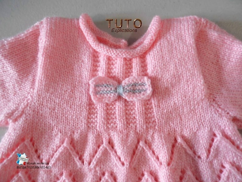 TUTO tu-146 6 months baby knitting sheet, baby knitting explanations, coat or jacket dress and baby hat handmade knit baby clothes image 5