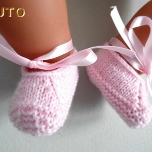 TUTORIAL TU-002 Explanations of hand-knitted baby girl ballerina slippers bb N-1m knitting tutorial in digital pdf download image 5