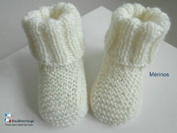 Chaussons Chaussettes Naissance En Laine Merinos A Revers Etsy