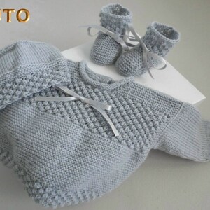 Tu 027 Naissance Bonnet Chaussons Blancs Astra Explications Etsy