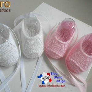 TUTORIAL TU-002 – Explanations of hand-knitted baby girl ballerina slippers baby knitting tutorial N-1m in digital pdf download