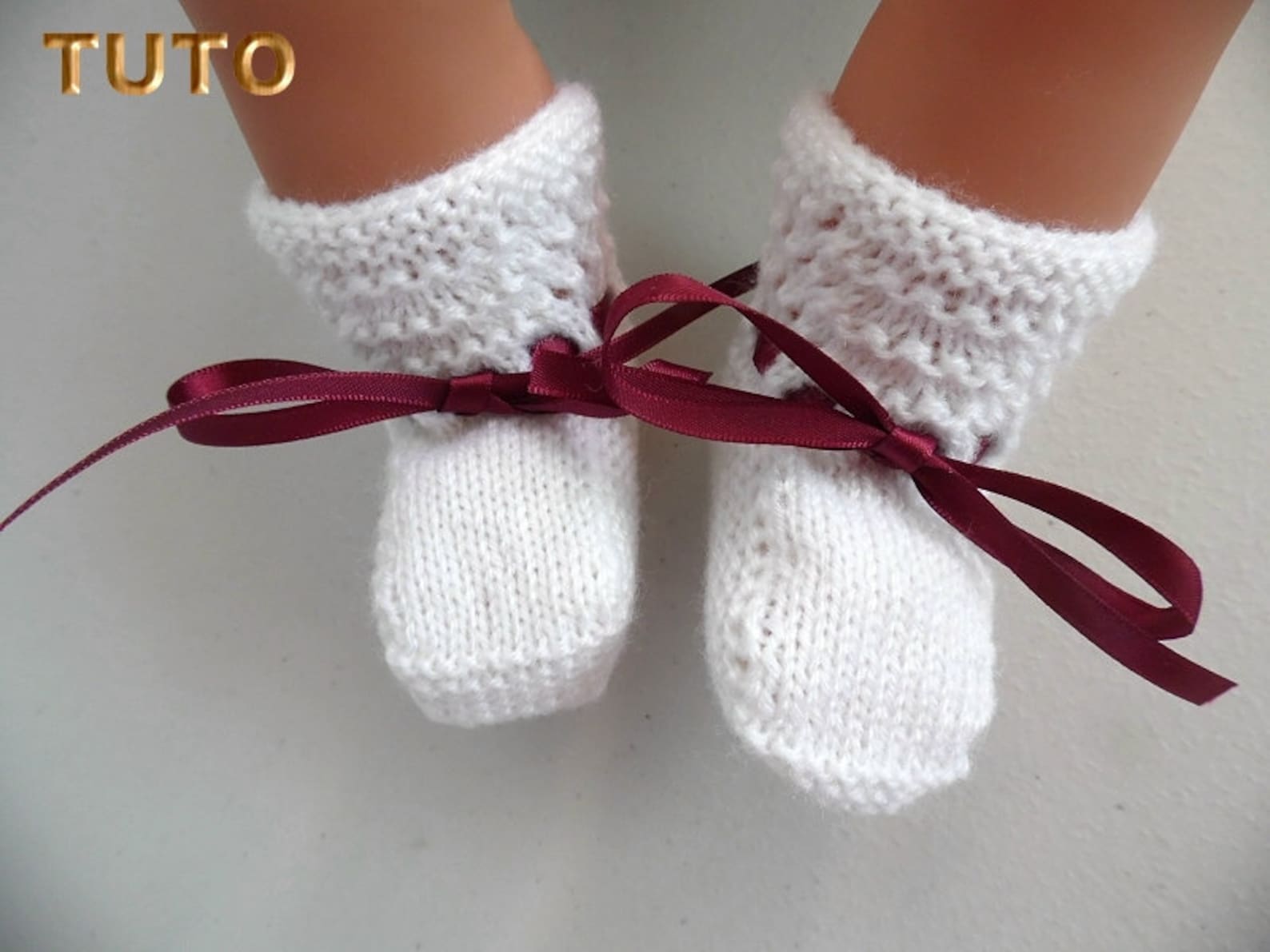 Chaussons Bébé Tricot Explications à Imprimer TUTO TU-009 Explications des chaussons bébé tricotés main motif vagues