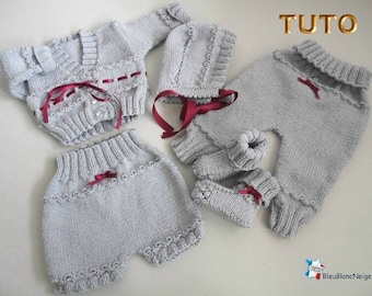 TUTORIAL tu-100-01mois-bergereine-trousseau-EXPLANATIONS-baby knitting, baby knitting, handmade model, wool layette, baby, baby knitting sheet