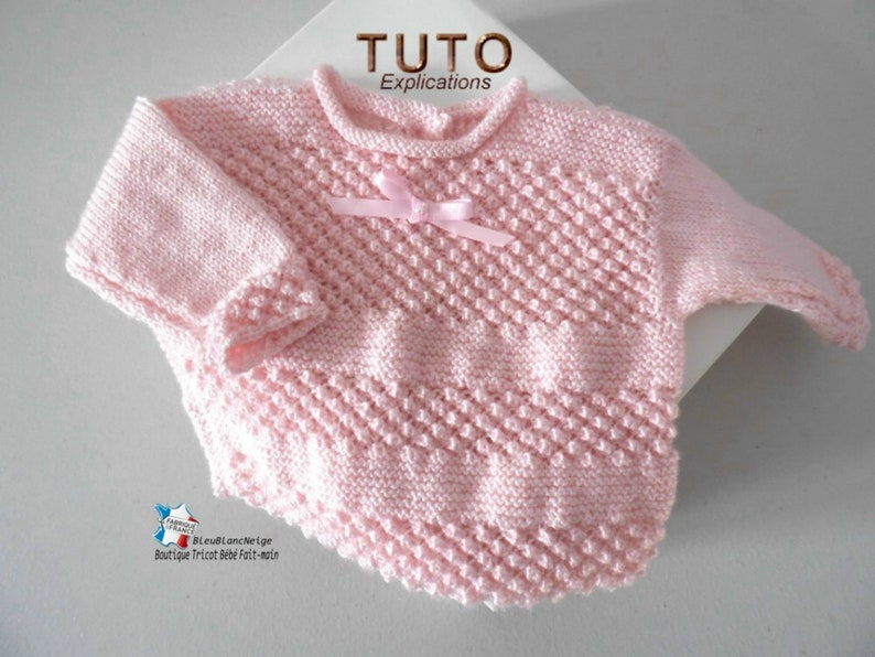 TUTORIAL tu-147 1 month baby knitting sheet, explanations bra bloomer pants hat and slippers baby layette handmade knit image 2