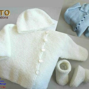 TUTORIAL tu-410 – 4 sizes on the same pdf - baby knitting pattern, Explanations of bra, hat and booties tutorial