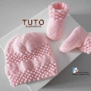 TUTORIAL tu-147 1 month baby knitting sheet, explanations bra bloomer pants hat and slippers baby layette handmade knit image 5