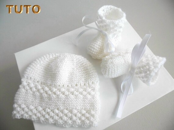 Tu 027 Naissance Bonnet Chaussons Blancs Astra Explications Etsy