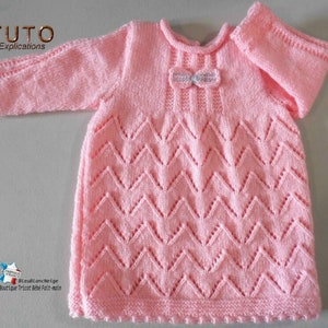 TUTO tu-146 6 months baby knitting sheet, baby knitting explanations, coat or jacket dress and baby hat handmade knit baby clothes image 2