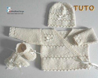 TUTORIAL – TU-121 – Birth, explanation of bra, hat, slipper, organic organic cotton, download, knitting sheet