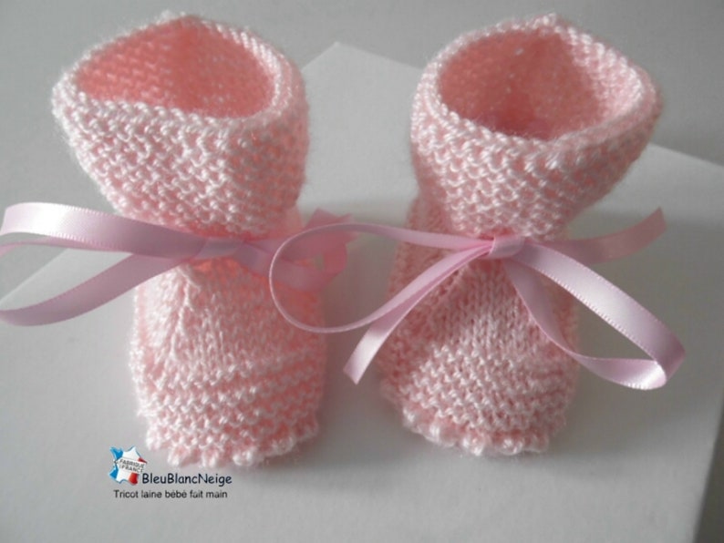 Hand Knitted Baby Booties, Pink, Girl, WITHOUT Top Edging, Foamnotches