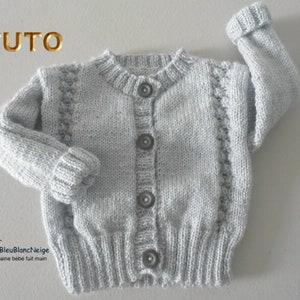 TUTO tu-422 3 sizes on the same pdf baby knitting sheet, Explanations Cardigan hat booties tutorial knitting pattern image 3