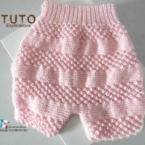 TUTORIAL tu-147 1 month baby knitting sheet, explanations bra bloomer pants hat and slippers baby layette handmade knit image 4