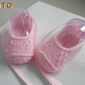 TUTORIAL TU-002 Explanations of hand-knitted baby girl ballerina slippers bb N-1m knitting tutorial in digital pdf download image 3