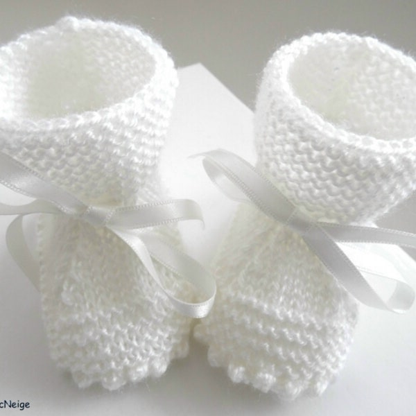 Baby slippers 3 months ivory ribbon with notches WITHOUT edging high cuddly milk for mixed baby knitting baby wool layette knitting bb ON ORDER