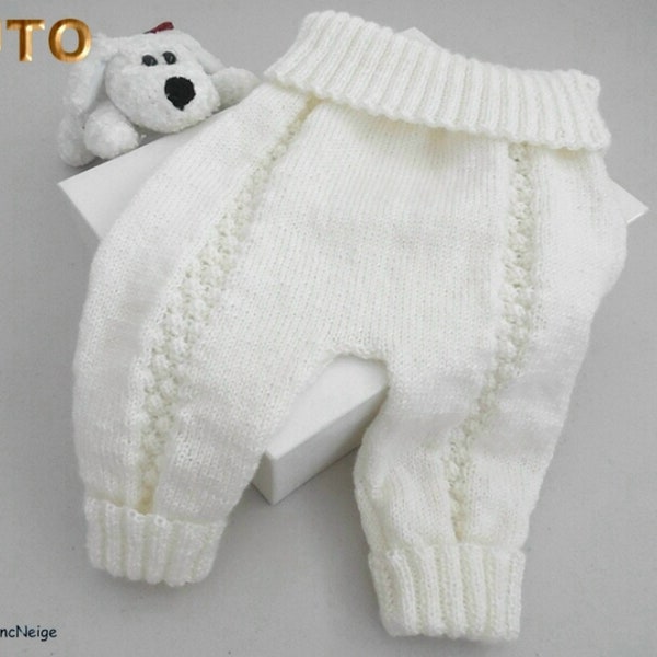 TUTO tu-401 - 6 sizes on the same pdf - Birth to 12 months - baby knitting sheet, explanations of baby pants tutorial