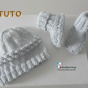 TUTO tu-422 3 sizes on the same pdf baby knitting sheet, Explanations Cardigan hat booties tutorial knitting pattern image 4