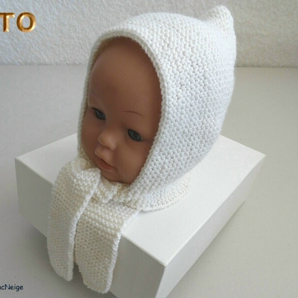 TUTO tu-411 – 3 tailles sur le même pdf - fiche tricot bébé , Explications bonnet écharpe tutoriel