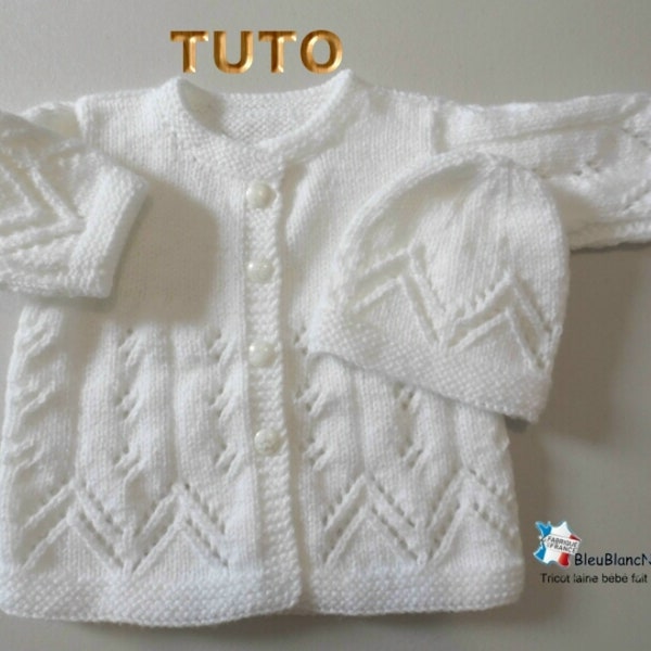 TUTO tu-109 – 6 months - baby knitting sheet, EXPLANATIONS knitting bb, coat, hat, tutorial, digital download, in French