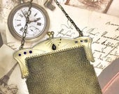 Vintage 800 Sterling Silver Purse with Blue Stones