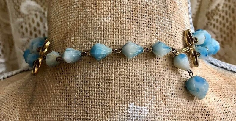 Vintage Deauville Double-Strand Beaded Choker and Earring Set 864