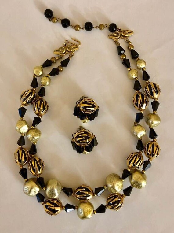 Vintage Deauville Double-Strand Beaded Choker and… - image 8