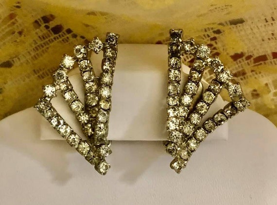 Vintage Hobe Rhinestone Earrings                 … - image 2