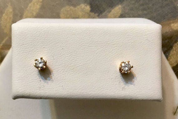 Vintage 14K Gold .34cttw Diamond Earrings  017 - image 1