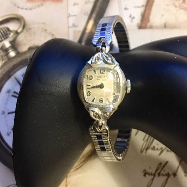 Vintage Ladies Gruen 10K Rolled Gold Plate Watch with Diamonds  001