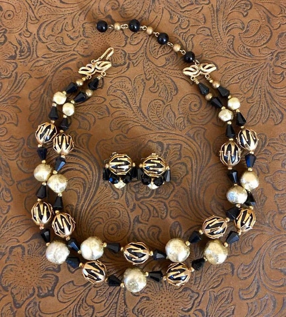 Vintage Deauville Double-Strand Beaded Choker and… - image 7