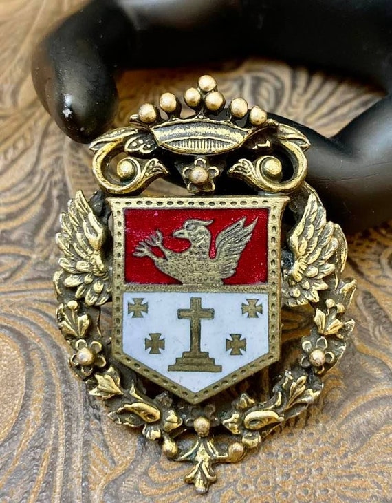 Vintage Coro Coat of Arms Brooch                 … - image 4