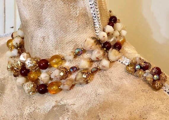 Vintage Deauville Three-Strand Beaded Choker and … - image 4