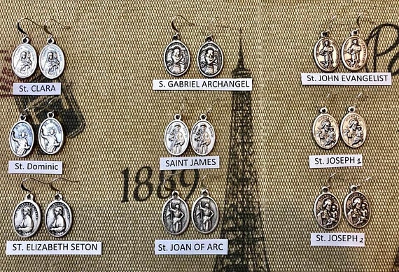 Vintage Saints Medals Earrings           628 - image 2