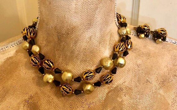 Vintage Deauville Double-Strand Beaded Choker and… - image 2