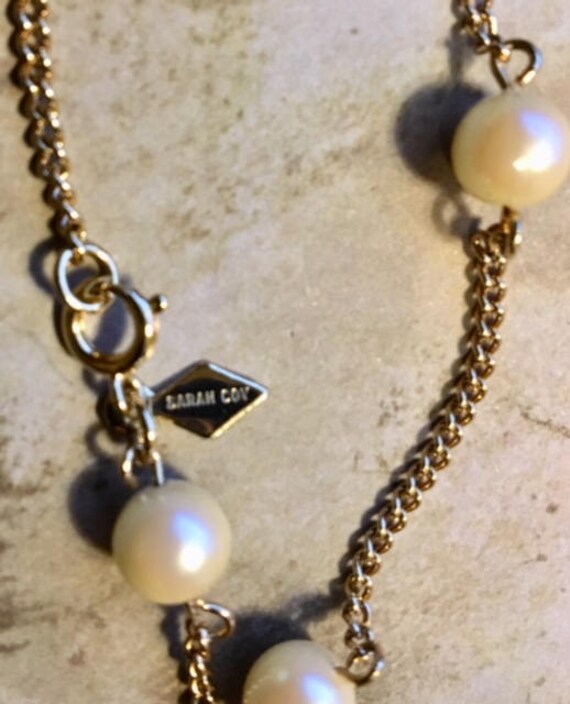 Vintage Sarah Coventry Faux Pearl Chain Necklace … - image 5