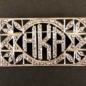 Vintage Sterling Silver HKA Marcasite Initial Brooch         370