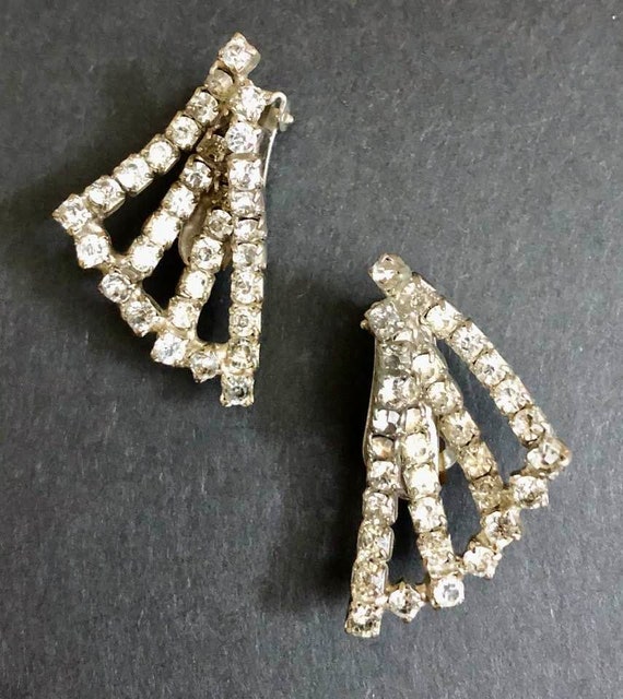 Vintage Hobe Rhinestone Earrings                 … - image 4