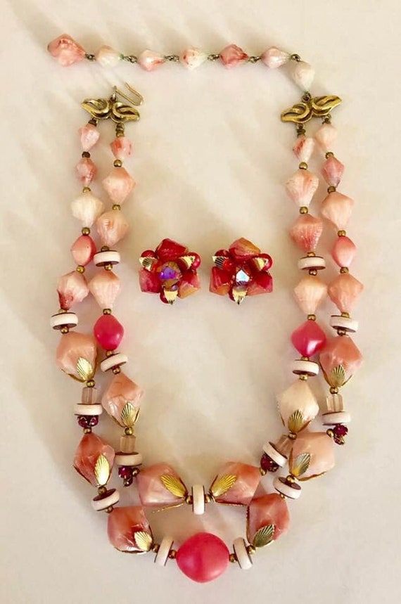 Vintage Deauville Double-Strand Beaded Choker and… - image 8