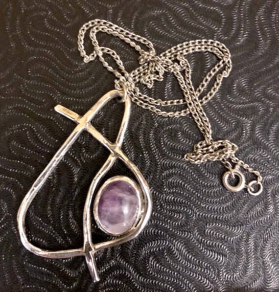 Vintage Handmade Sterling Silver and Amethyst Necklace 328