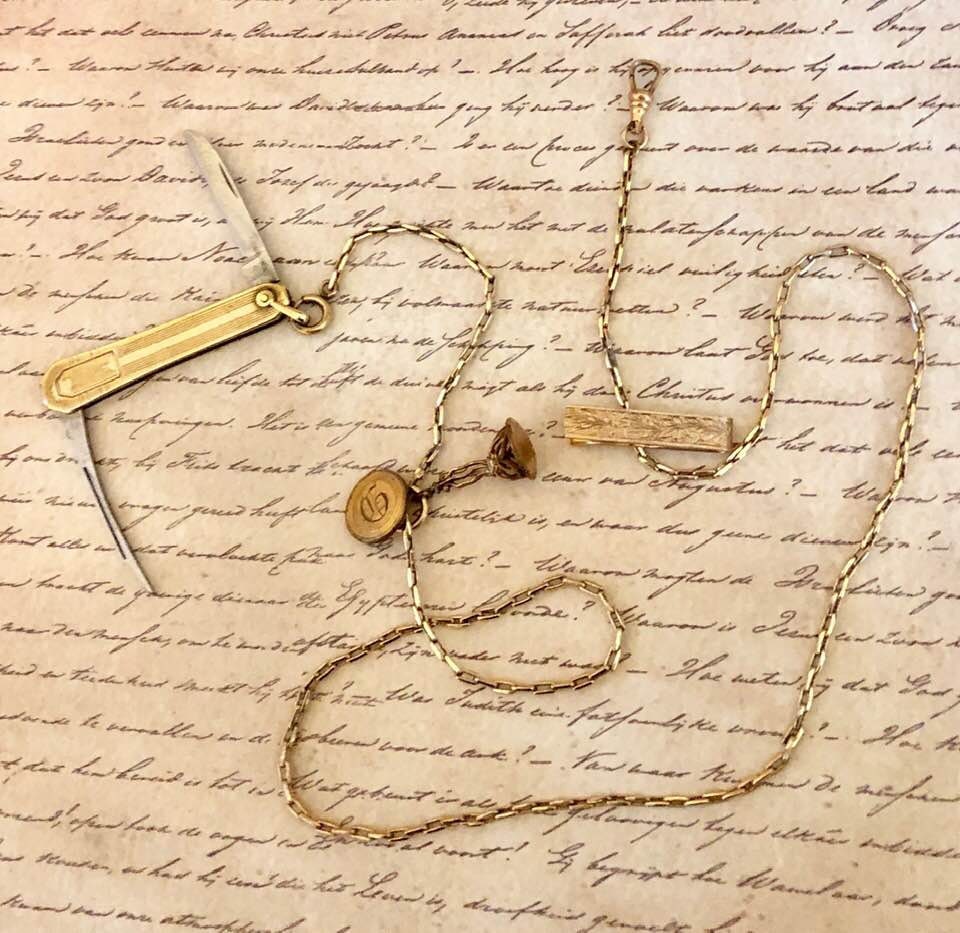 Vintage Pocket Watch Chain Knife and Fobs 1021 Etsy