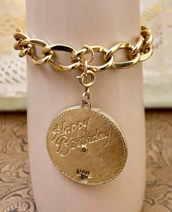 Vintage MONET Happy Birthday Charm Bracelet      … - image 4