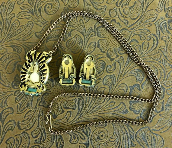 Vintage SELRO Style Buddha Necklace and Earrings - image 8