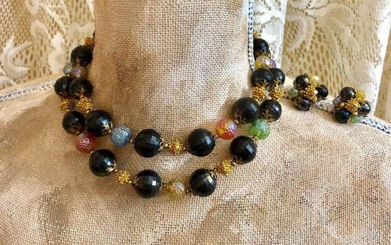 Vintage Deauville Double-Strand Beaded Choker and… - image 2