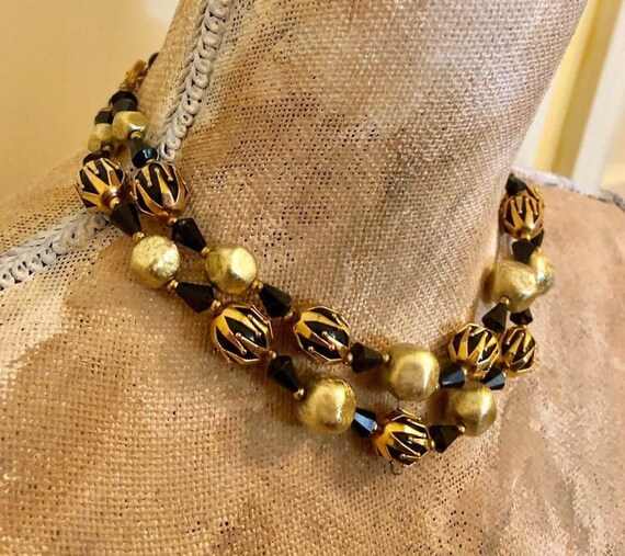 Vintage Deauville Double-Strand Beaded Choker and… - image 3