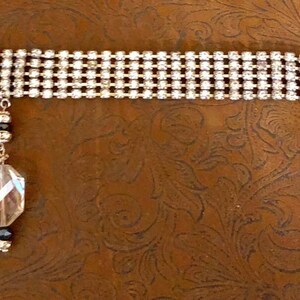 Vintage Rhinestone Bracelet with Dangles- Repurposed         594