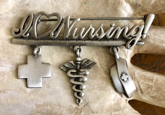 Vintage Signed JJ  I (Heart) Nursing!~Dangling Ch… - image 6