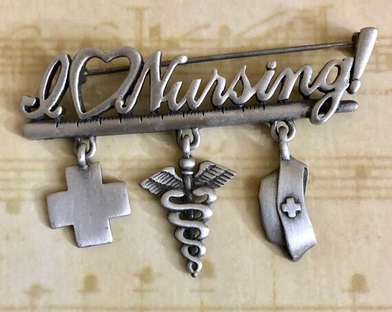 Vintage Signed JJ  I (Heart) Nursing!~Dangling Ch… - image 5