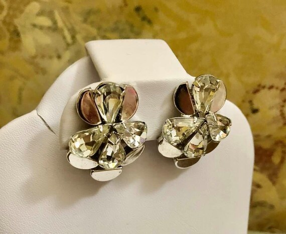 Vintage Kramer Rhinestone Earrings               … - image 3